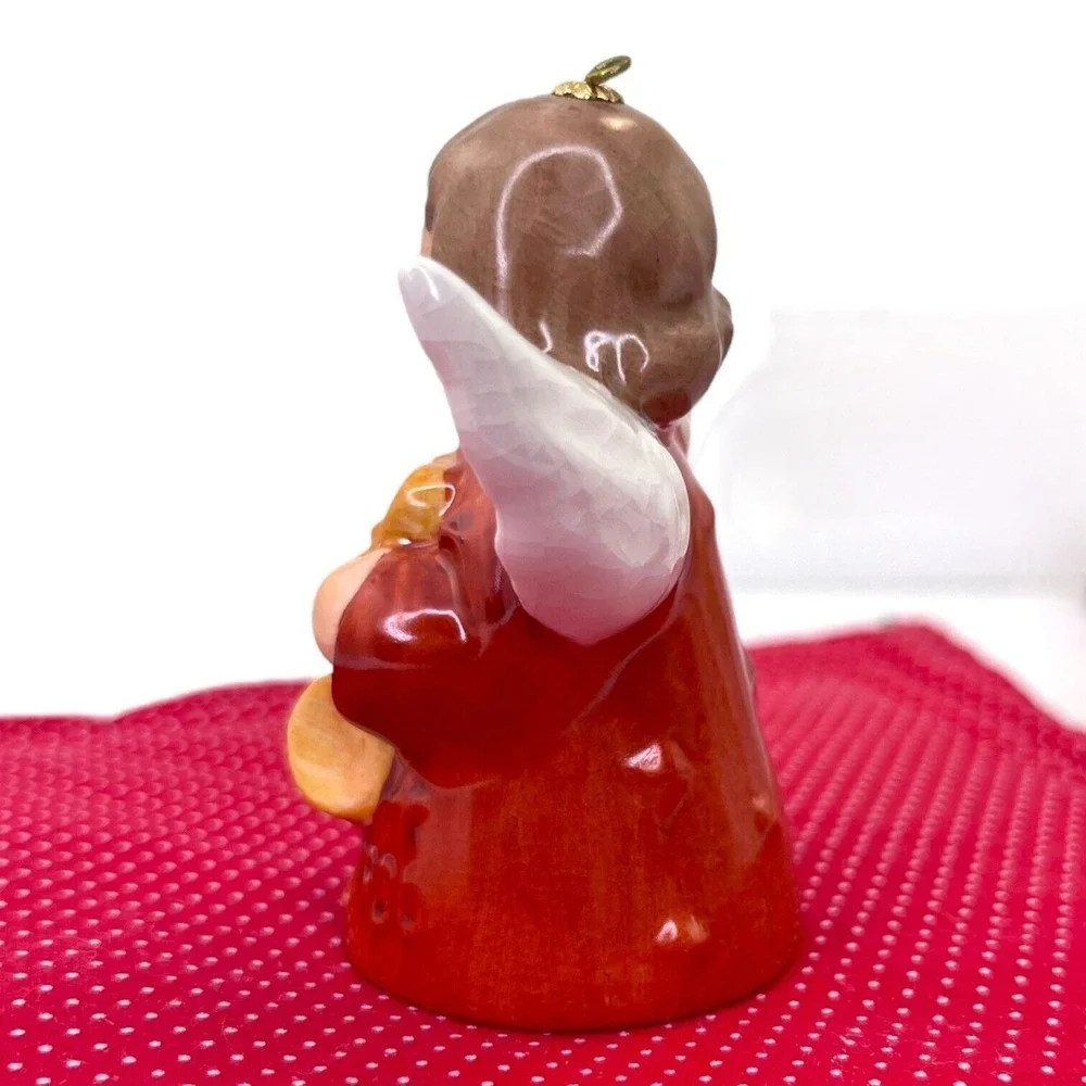 1980 Goebel Angel‎ Bell Christmas Tree Ornament 5th Ed. Orange Holding Saxophone